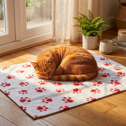 A2Z Cosy Fleece Pet Blanket 70 x 70 cm Soft Paw Print Polyester Mat