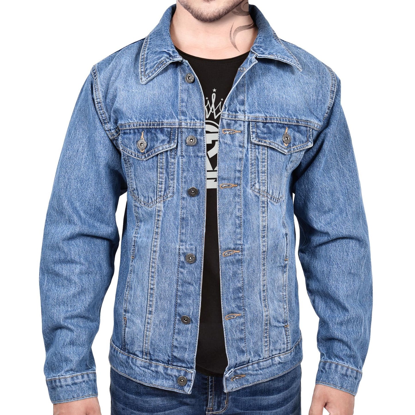 A2Z Mens Jacket Fashion Denim Jacket Jeans Long Sleeves Coat for Mens S To 3XL