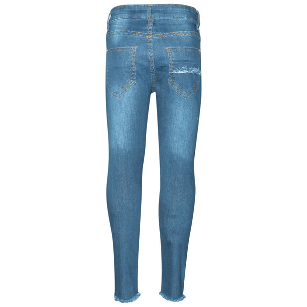 Kids Girls Stretchy Ripped Jeans Denim Skinny Fashion Frayed Pant Jegging 3-13 Y