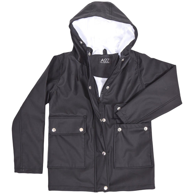 PU Raincoat Jacket Windbreaker Waterproof Parka Hooded For Girls Boys Age 5-13 Years