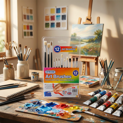 A2Z 12 Piece Artist Paint Brush Set Assorted Paint Brushes for Craft