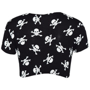 Kids Girls Skull & Cross Bones Crop Top & Legging Set Halloween Outfit 7-13 Yrs - A2Z 4 Kids