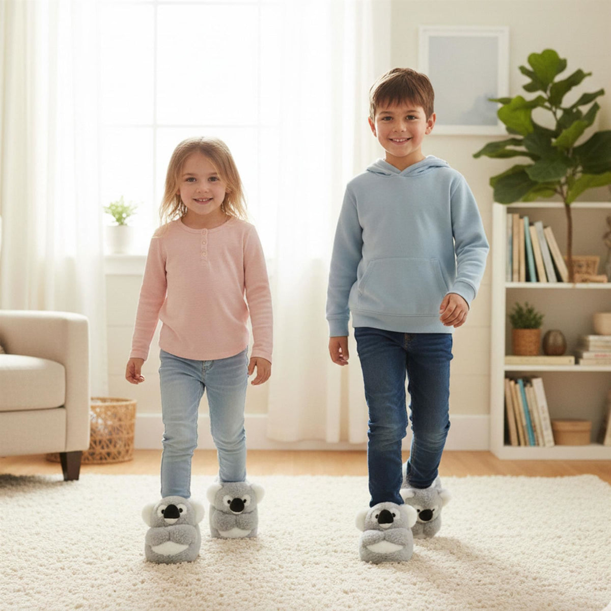 A2Z 4 Kids Boys Girls Cute Animal Slippers Non-Slip Winter Plush Warm Baby Shoes