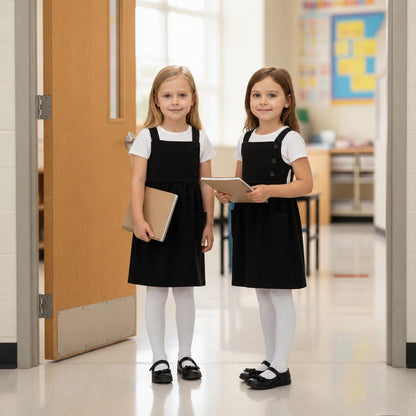 Kids 2 Pack Girls School Uniform Dress Soft Comfortable Pinafore School Dresses