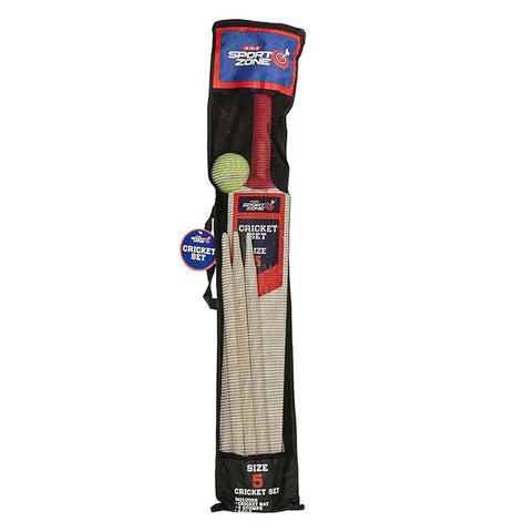 Cricket Set Wooden Bat/Stumps/Bails And Soft Ball Size 3 Game Set With Carry Bag