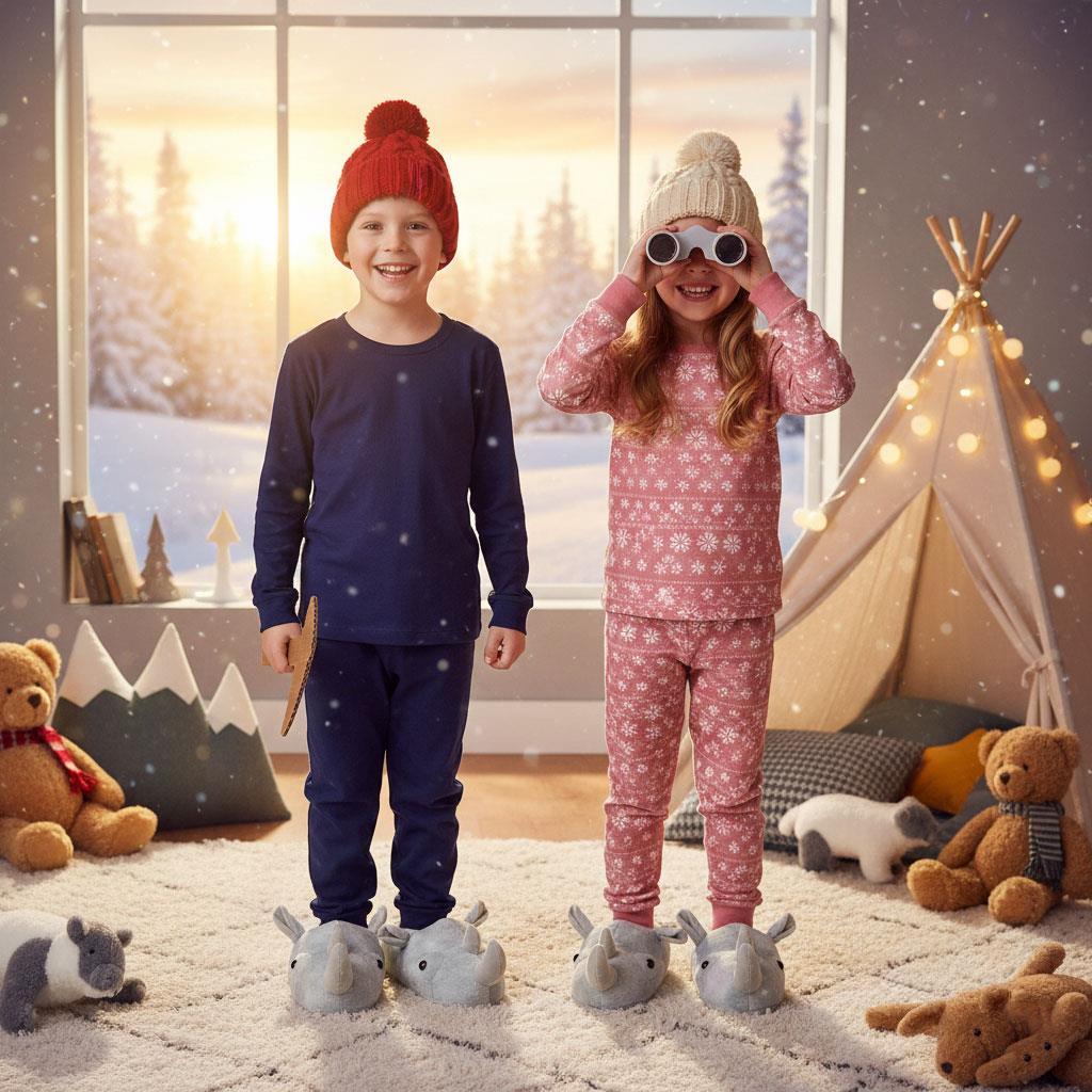 A2Z 4 Kids Boys Girls Cute Animal Slippers Non-Slip Winter Plush Warm Baby Shoes