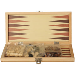 A2Z 4 KIDS 3 in 1 Folding Wooden Games Set Chess Checkers & Backgammon Game Set