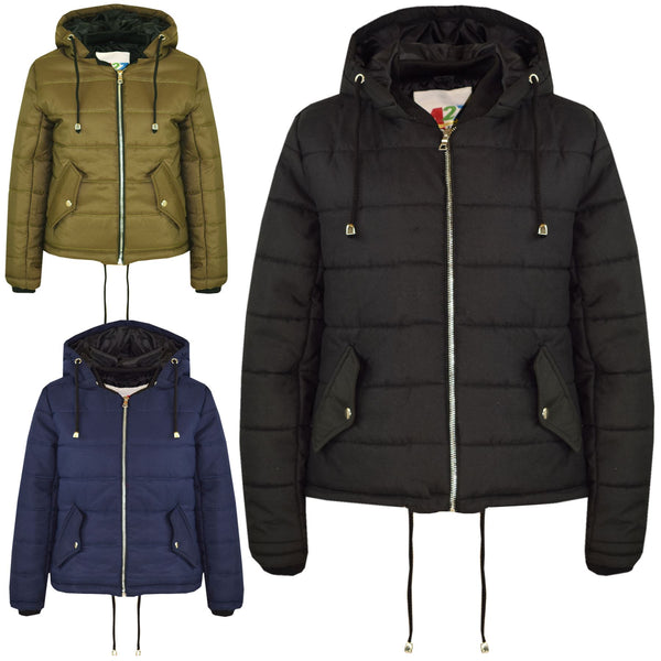 Kids Girls Jacket Stylish Cropped Padded Puffer  Thick Coat Age 5-13 Years