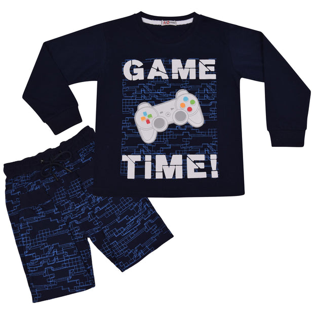 A2Z 4 Kids Game Time Navy Pyjama Set Contrast Colour PJS Matching Top Bottom Pyjamas Comfy Loungewear Dress Up Outfit Set Gifts for Children Girls & Boys Age 5-13 years - A2Z 4 Kids