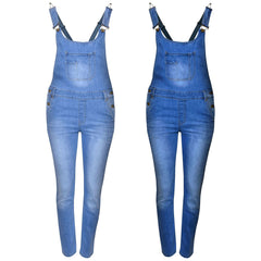 Kids Girls Denim Stretch Dungaree Jumpsuit Playsuit All In One Jeans 7-13 Years