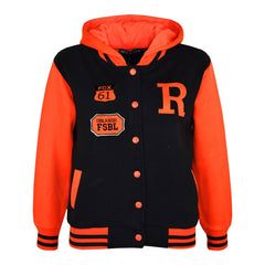 Kids Jacket Girls Boys Baseball Hooded Jacket Varsity Hoodie New Age 2-13 Years