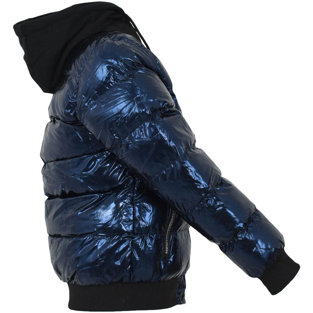 Kids Girls Boys Fashion Shiny Padded Jacket Metallic Wet Look Bubble Coat