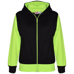 A2Z 4 Kids Girls Boys Neon Green Plain Tracksuit Contrast Fleece Hooded Top With Bottom Joggers Gymwear Jogging Suit Sweatpants Sports Activewear Outfit Set For Childrens Unisex New Age 2-13 Years