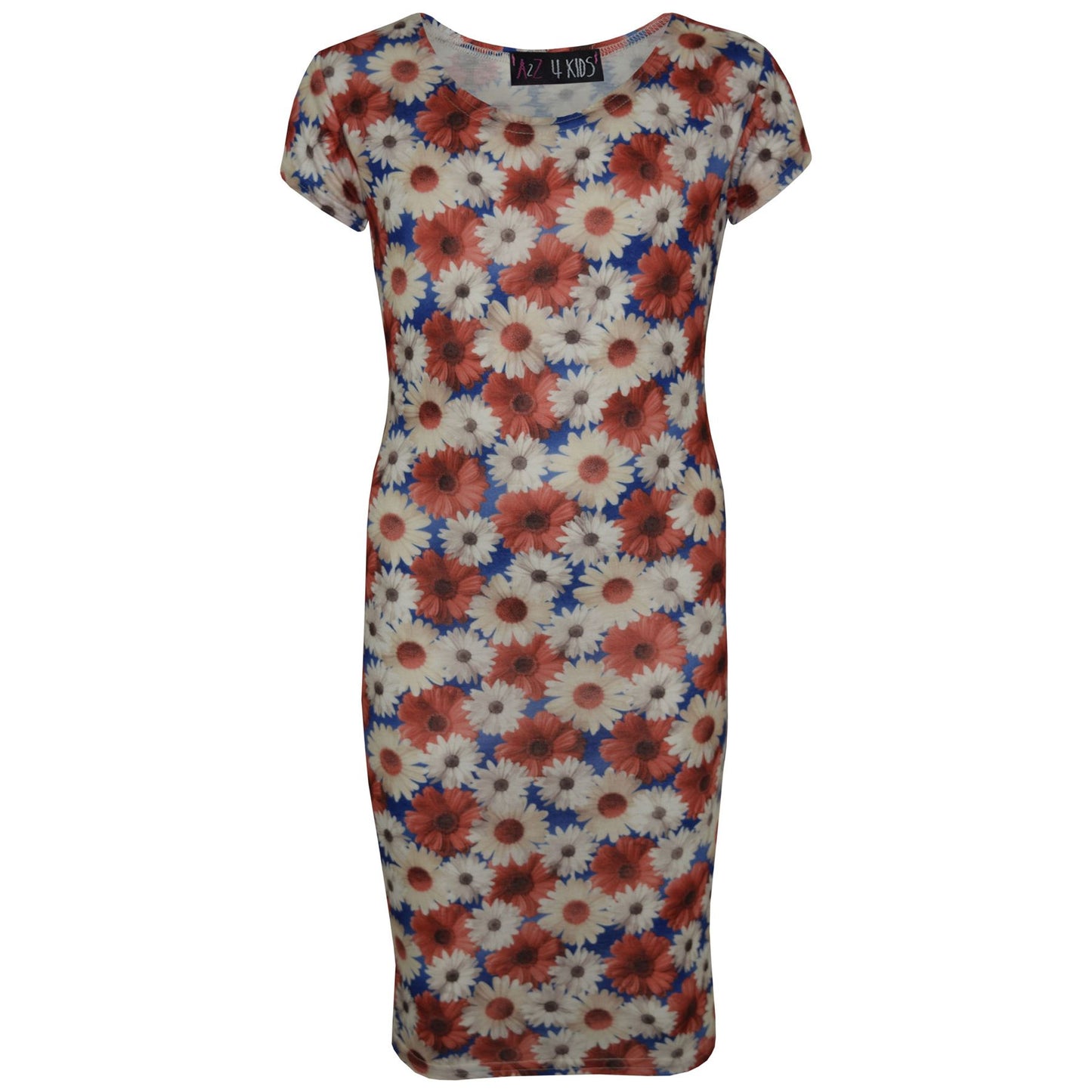 Gilrs Dress Kids Daisy Floral Print Bodycon Fashion Midi Dresses Top 7-13 Years