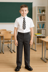 Kids Boys Pants Plain School Uniform Pull Up Regular Fit Elasticated Trouser