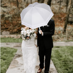 A2Z Ladies Bridal Umbrella Wedding Brolly Double Ruffle Lace Walking Dome Canopy