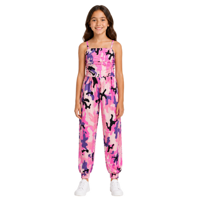 Girls Jumpsuit Kids Plain Color Trendy Playsuit All In One Jumpsuits 5-13 Years
