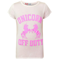Kids Girls Shorts Set Unicorn Off Duty Summer Outfit Fashion Top & Short 7-13 Yr