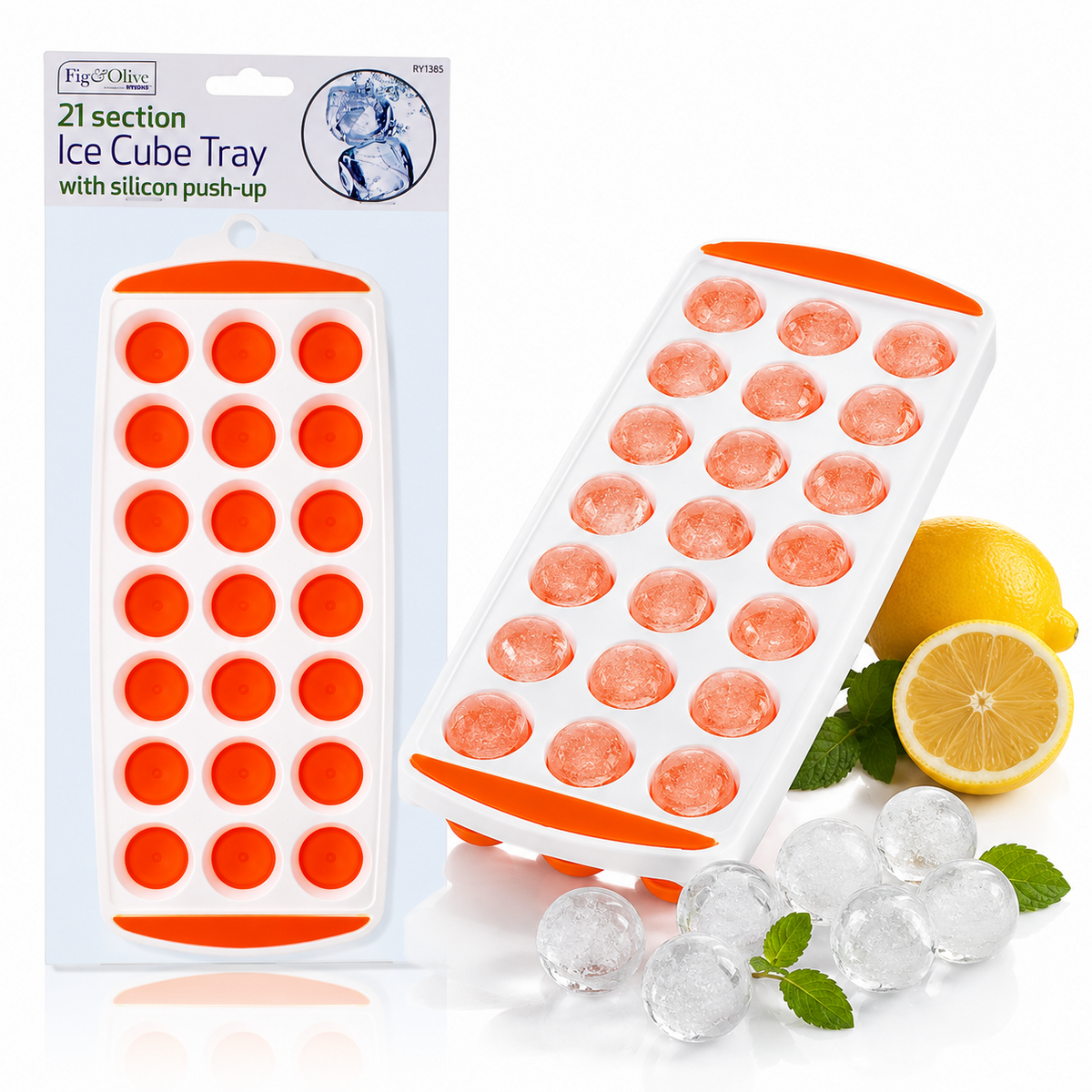 A2Z 21 Cube Ice Tray Silicone Push Up Easy Release Freezer Ice Mould PP TPR