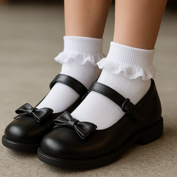 Kids Girls 3 Pack Frilly Lace Ankle Cotton Socks School Party Lace Trim Socks