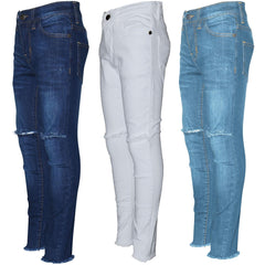 Kids Girls Stretchy Ripped Jeans Denim Skinny Fashion Frayed Pant Jegging 3-13 Y