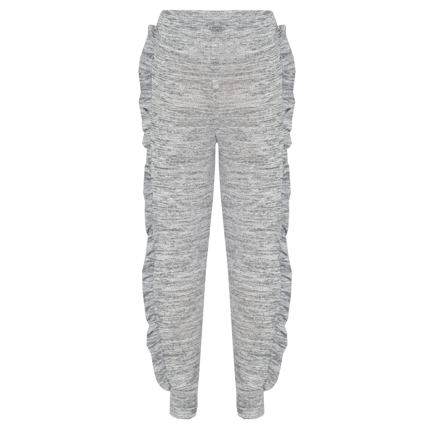 Kids Jogging Suit Girls Plain Frill Sleeve Lounge Suit Tracksuit Top Bottom 2-13