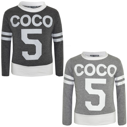 Girls Top Kids COCO 5 Print Trendy Crop Top & Fashion Legging Set Age 7-13 Years