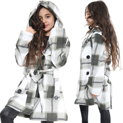 A2Z 4 Kids Parka Jacket Hooded Warm Jacket Oversized Belted Cuffs 5 -13 Years