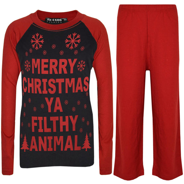 Kids Girls PJS Merry Christmas Ya Filthy Animal Print Trendy PJS Age 2-13 Years