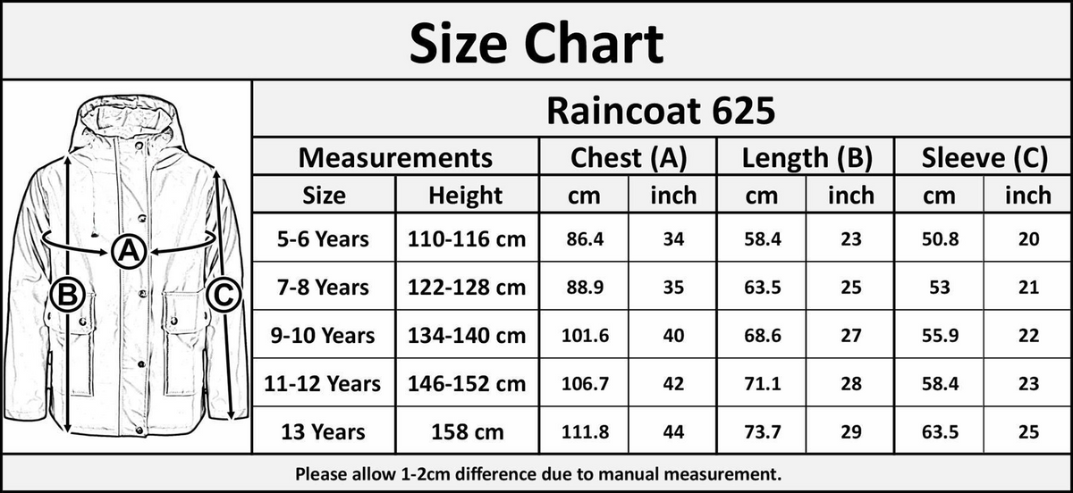 PU Raincoat Jacket Windbreaker Waterproof Parka Hooded For Girls Boys Age 5-13 Years