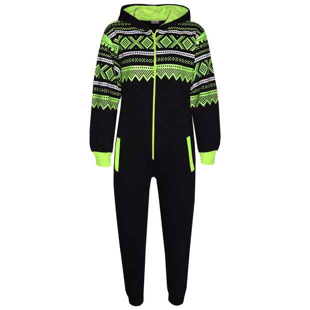 A2Z 4 Kids® Kids Fleece Onesie Girls Boys Aztec Snowflake Print All In One Jumsuit Playsuit Nightwear New Age 7 8 9 10 11 12 13 Years