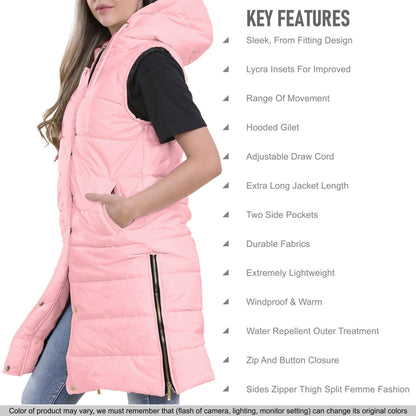 Ladies Oversized Gilet Long Line Style Jacket Long Sleeveless Fashion Women Coat