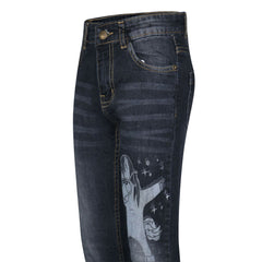 Kids Girls Jeans Designer Unicorn Dab Denim Stretchy Pants Fit Trousers 5-14 Yr