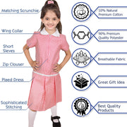 Kids Girls 2 Pack Uniform School Zip Up Gingham Dress With Matching Scrunchies - A2Z 4 Kids