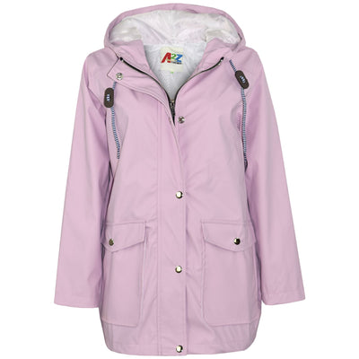 A2Z 4 Kids PU Raincoat Lilac Jackets Windbreaker Waterproof Parka Shower Resistant Hooded Raincoat Girls Age 5-13 Years