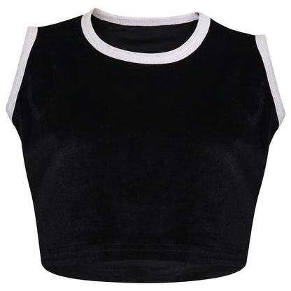 A2Z 4 Kids Girls Velour Crop Top Shorts Set Contrast Taped Outfit Clothing Sets