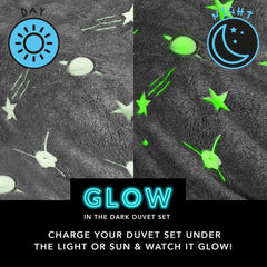 Double Duvet Cover Set Glow In The Dark Planets Super Soft Warm Two Pillow Case