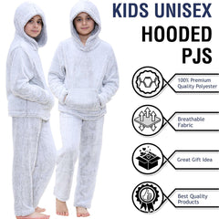 Kids Boys Girls Plain Pyjama Extra Soft Loungewear Thick Pile Fleece PJS Set