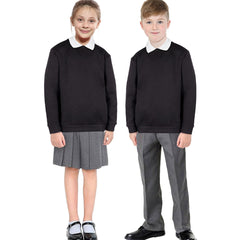 Kids Girls Boys Sweatshirt  Plain Crew Round Neck Uniform  Age 2-13 Years