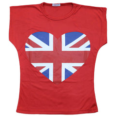 Kids Girls T Shirts England Football World Cup Heart Print Top & Tees 5-13 Yrs