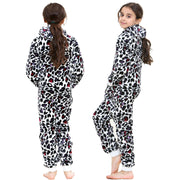 A2Z 4 Kids Girls Onesie Leopard Pyjama Sets Onesie One Piece Hooded All In One
