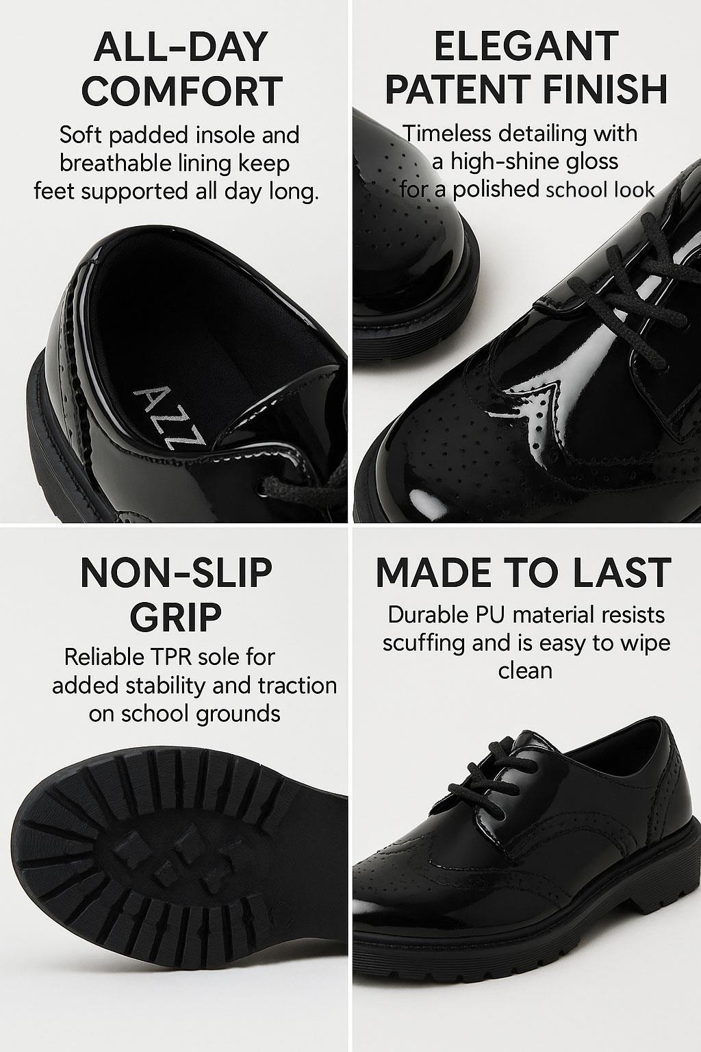 A2Z Girls Teens Ladies Brogue School University Office Lace Up PU Leather Shoes