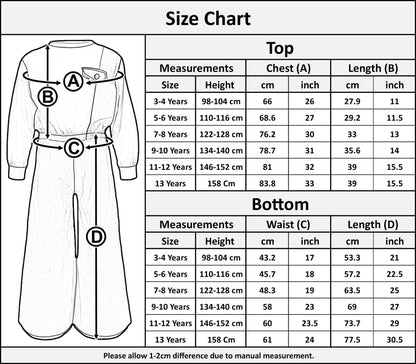Kids Girls Crop Top Set Casual Long Sleeve Crop Top Flared Trouser Age 3-14