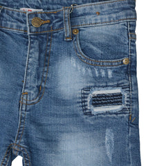 Kids Boys Ripped Mid Blue Denim Shorts Comfort Stretch Jeans Trouser Pants 5-13