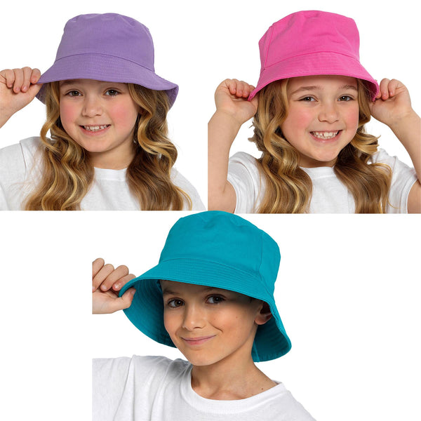 Kids Girls Boys Bucket Hat Summer Foldable Polyester Sun Protection Hiking Hat