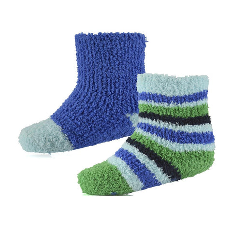 Infant Baby Boys Girls Slipper Fluffy Socks With Gripper Pack of 2 Newborn Socks