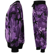 A2Z 4 Kids Camouflage Purple Tracksuit Jumper Sweatshirt Set with Jogger Bottoms PE School Sports Activewear Set Girls Boys Children Age 5-13 years