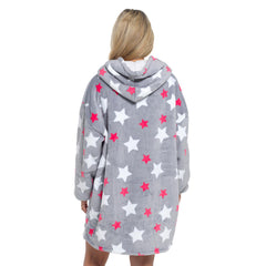 A2Z Ladies Oversized Hoodie Blanket Stars Sherpa Soft Fleece Hooded One Size