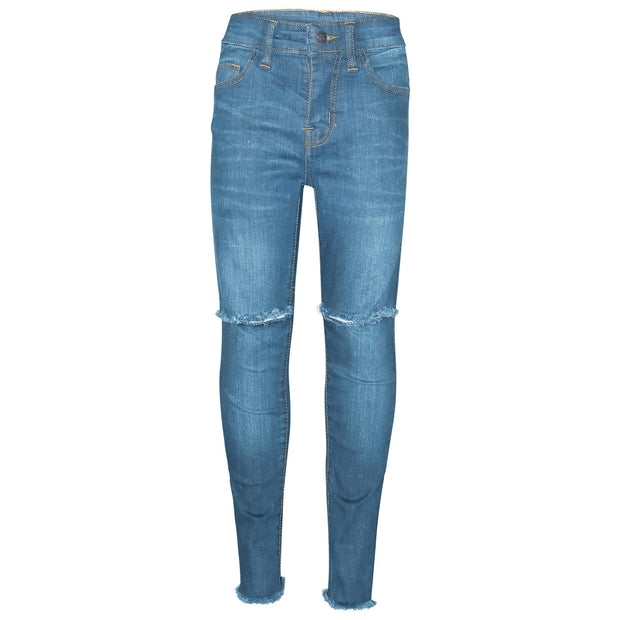 Kids Girls Stretchy Ripped Jeans Denim Skinny Fashion Frayed Pant Jegging 3-13 Y