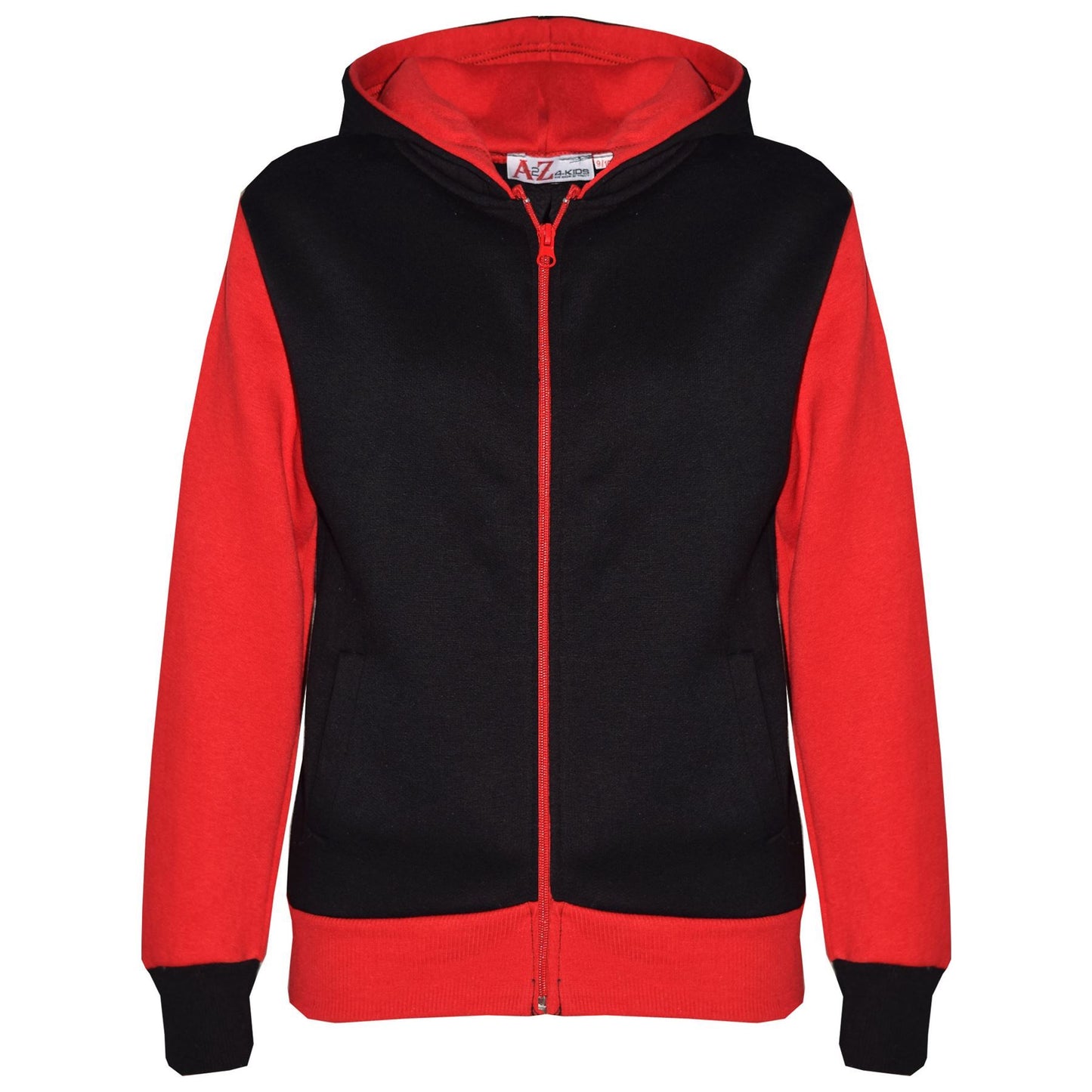 A2Z 4 Kids Girls Boys Red Plain Fleece Tracksuit Contrast Hoodie With Joggers Jogging Suit Sports Activewear Sweatpants Outfit Set Childrens Unisex Age 2 3 4 5 6 7 8 9 10 11 12 13 Years